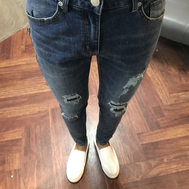 Korea Jeans Pants Biker Zipper Damage Jeans Man Je