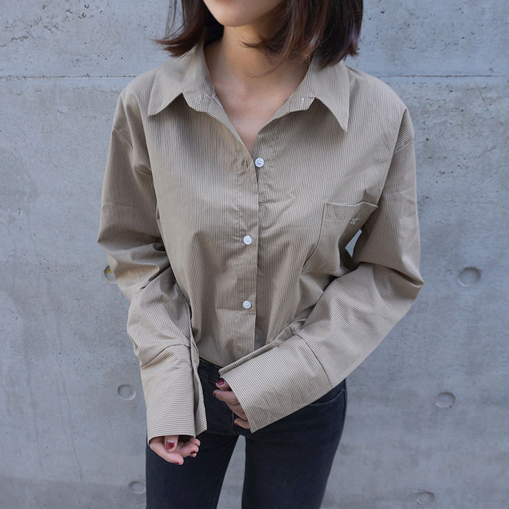 Loose-fitting striped shirt Southern Fall 3color F