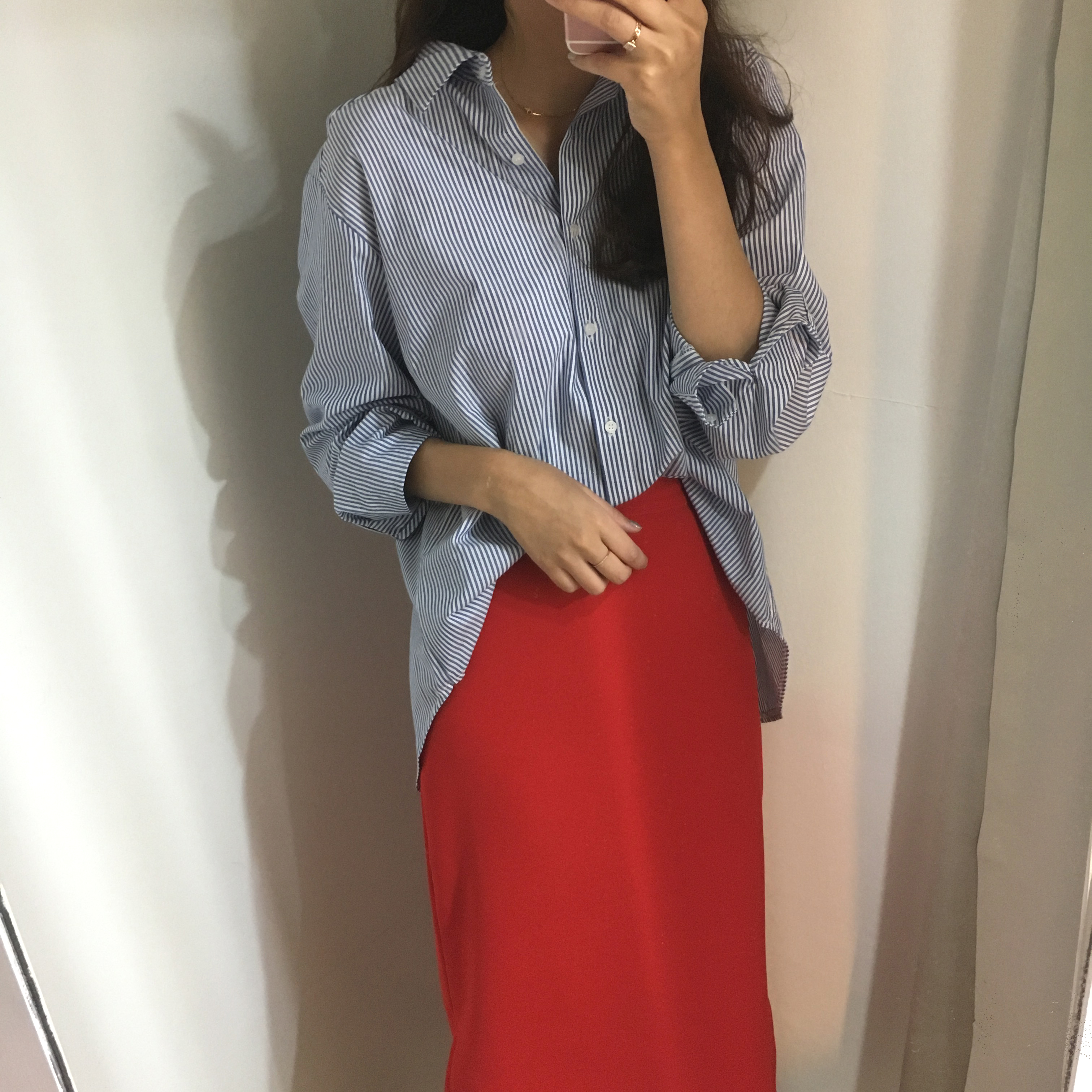 Tailored shirt 2col southern point stripe woman la