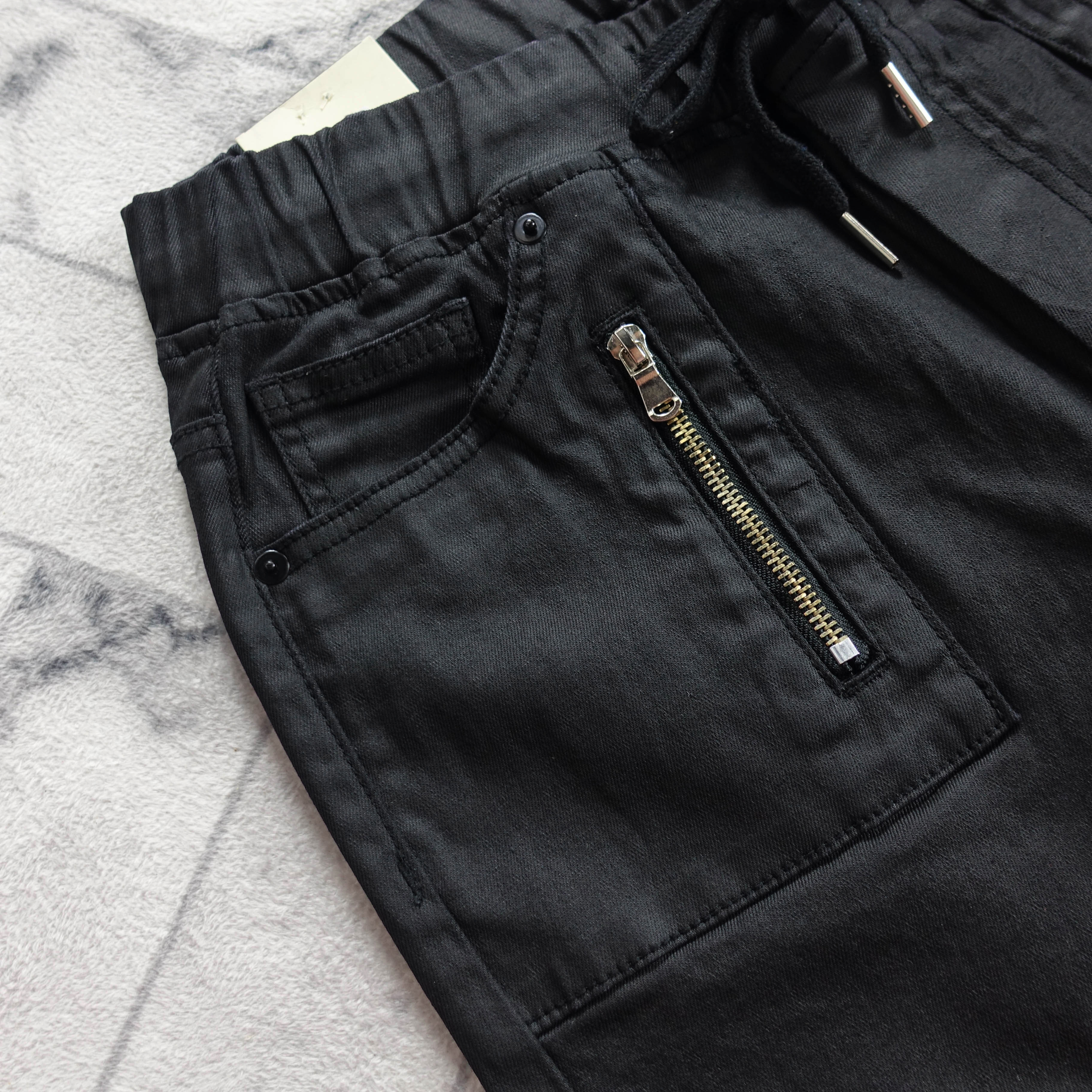 Korea Jeans Pants Banding Coated Jogger Pants Big 