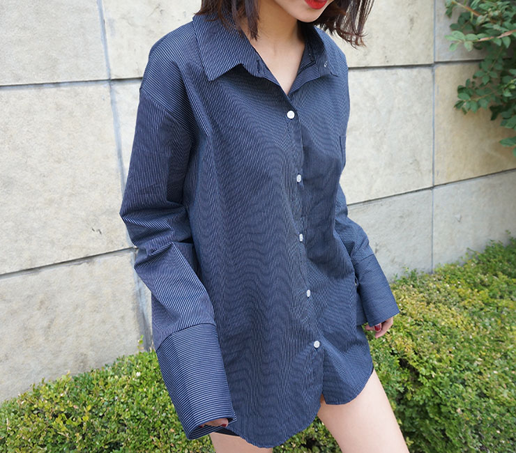 Loose-fitting striped shirt Southern Fall 3color F
