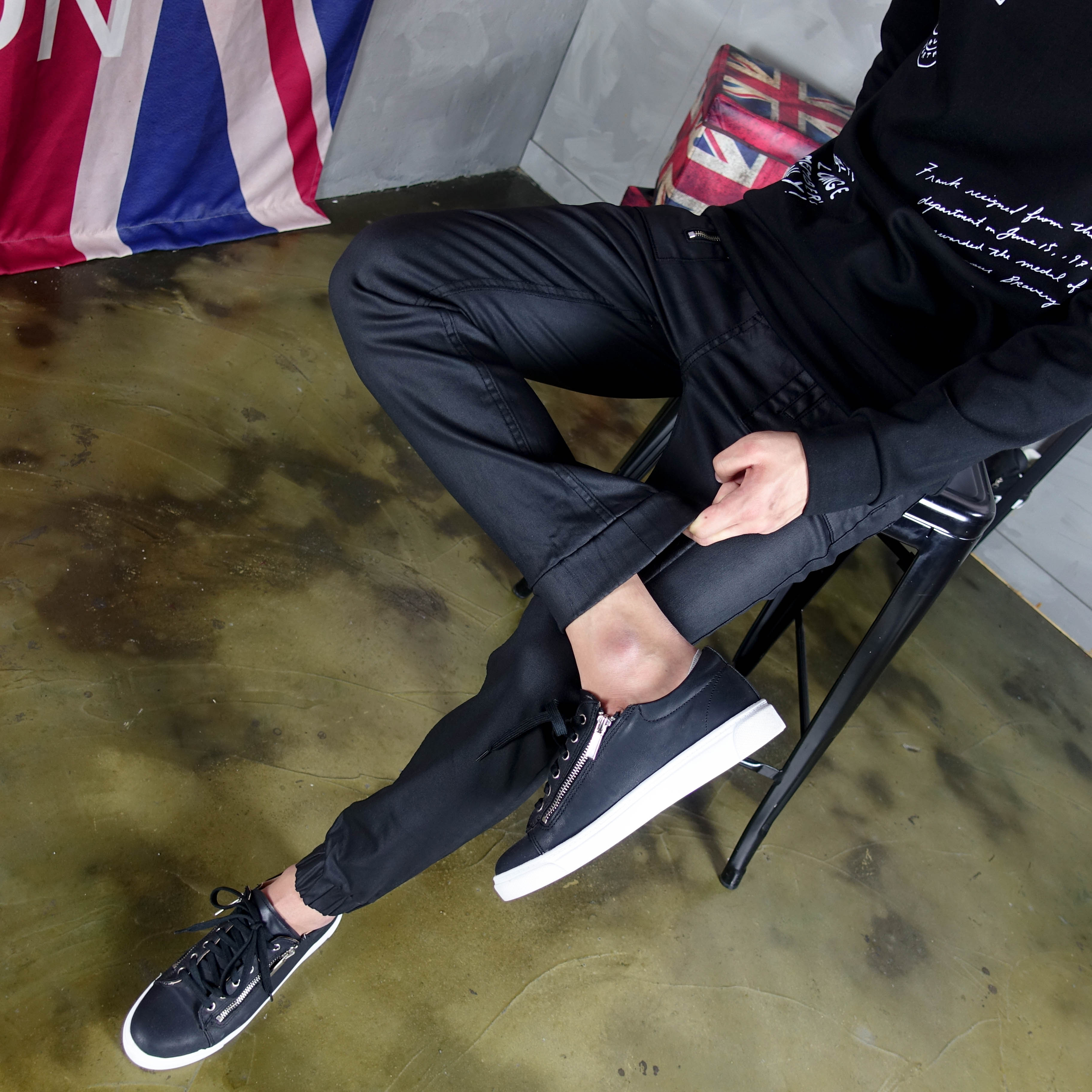 Korea Jeans Pants Banding Coated Jogger Pants Big 