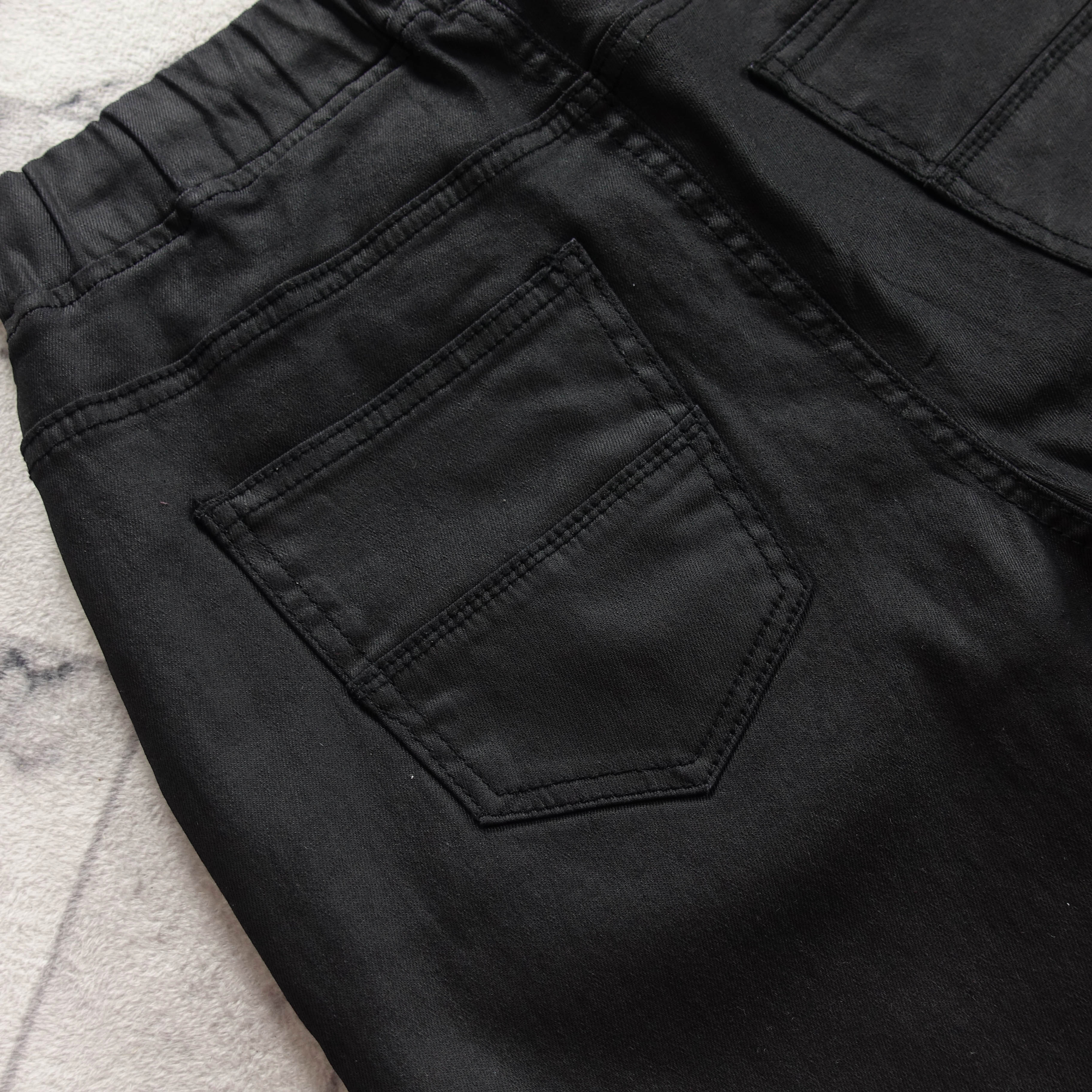 Korea Jeans Pants Banding Coated Jogger Pants Big 