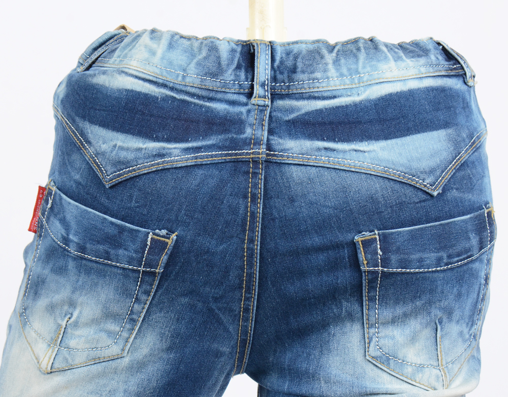 Women Jeans Pants Yellow Stitch Date Washing Jeans