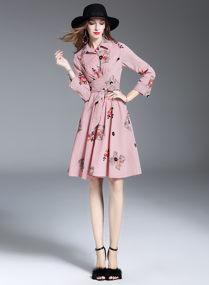 New Women Dress Flower Embroidery Fall Dress