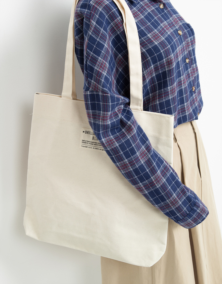 Beige zipper shoulder Eco Bag Gray Daily Gray Line