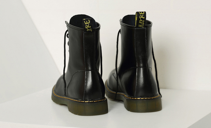 NEW MEN WALLKER BOOTS 8-hole Walker Black Smooth L