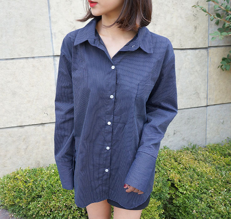 Loose-fitting striped shirt Southern Fall 3color F