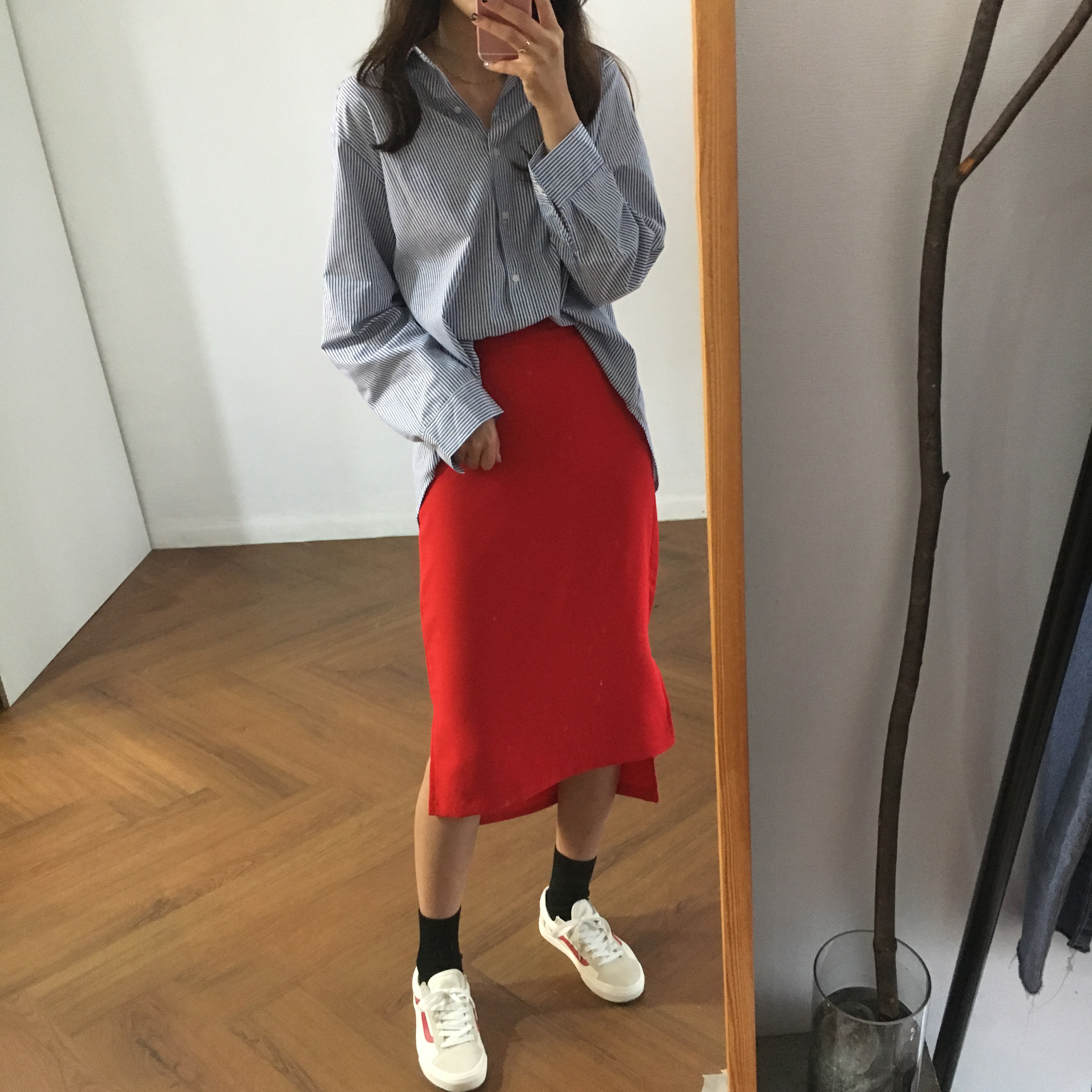 Tailored shirt 2col southern point stripe woman la