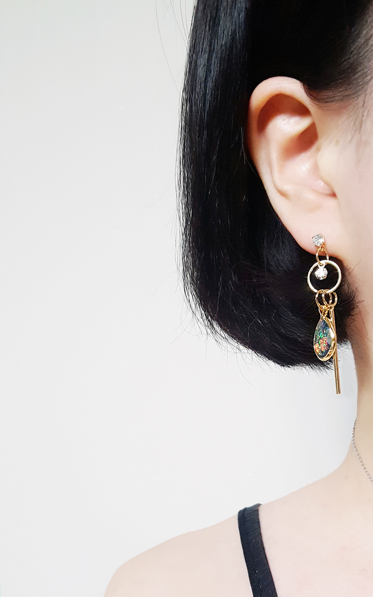 Blue Key &amp White Key Earring 2color Aurora Huro