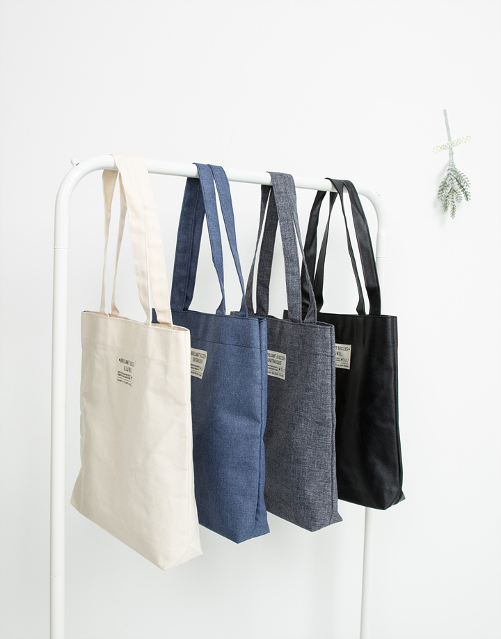 Beige zipper shoulder Eco Bag Gray Daily Gray Line