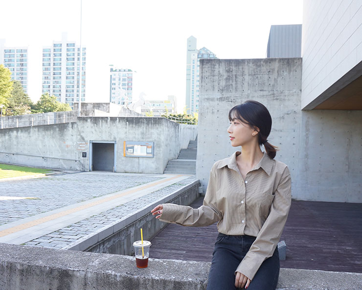 Loose-fitting striped shirt Southern Fall 3color F