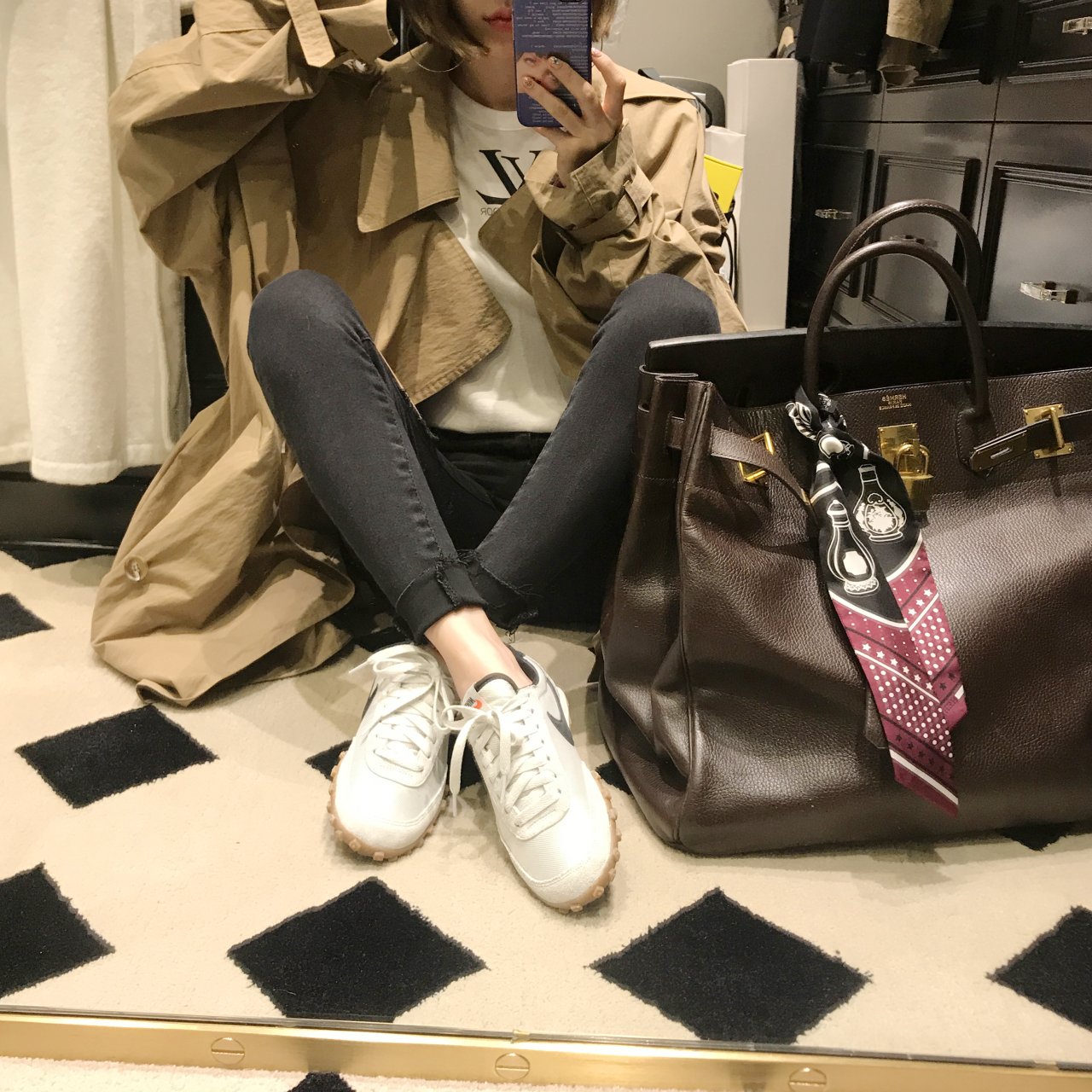 Korea Jeans Pants Square Black Skinny Jean Distroi