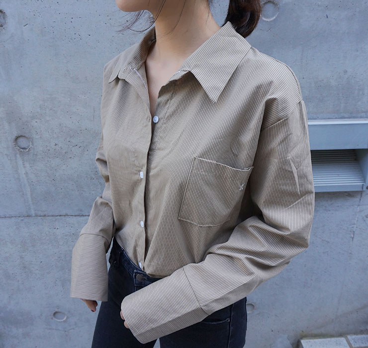 Loose-fitting striped shirt Southern Fall 3color F