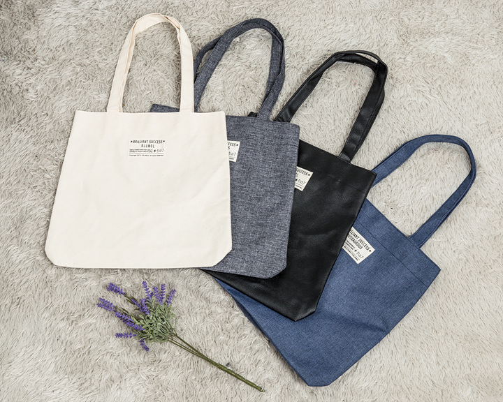 Beige zipper shoulder Eco Bag Gray Daily Gray Line