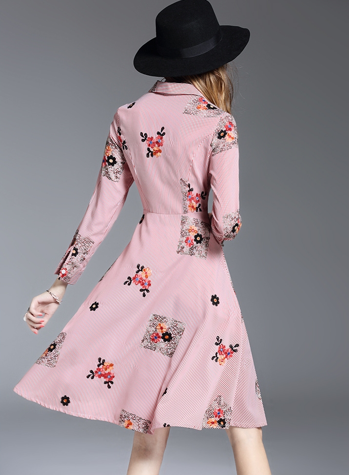 New Women Dress Flower Embroidery Fall Dress