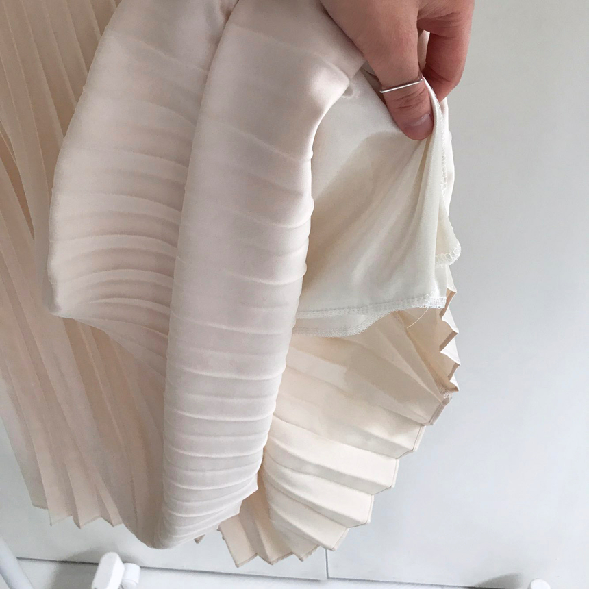 Banded Metal Pleated Long Skirt 4color Pleated Ski