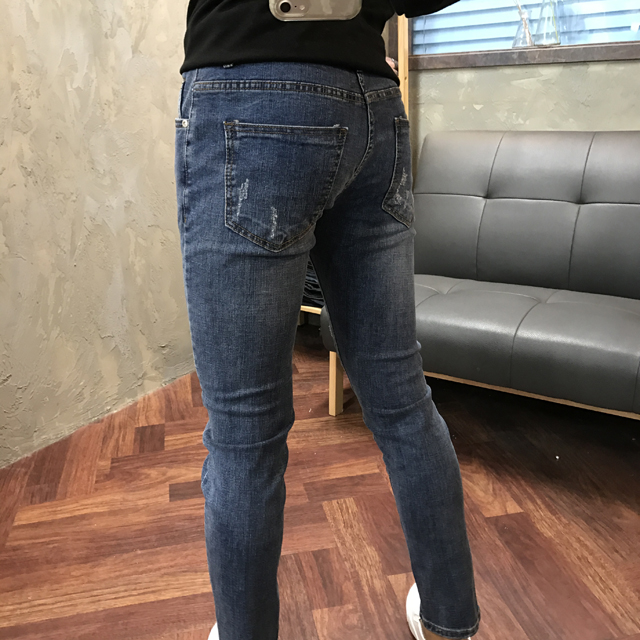 Korea Jeans Pants Biker Zipper Damage Jeans Man Je