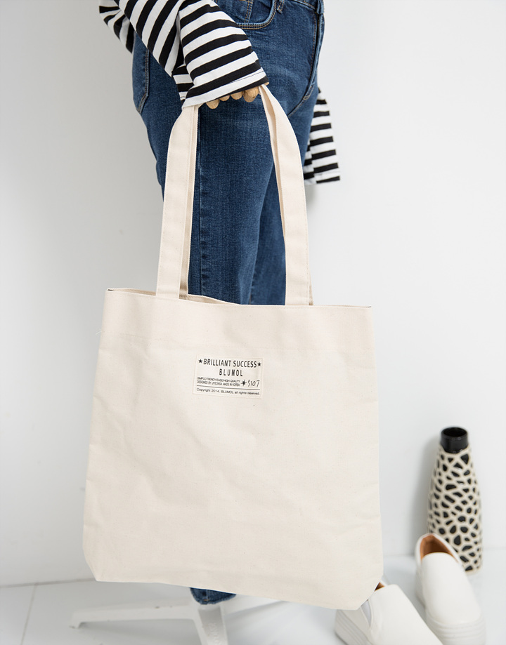 Beige zipper shoulder Eco Bag Gray Daily Gray Line