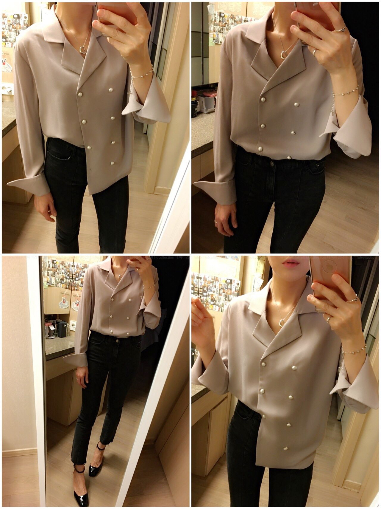 Autumn pearl blouse Elegant fashionable Mishi look