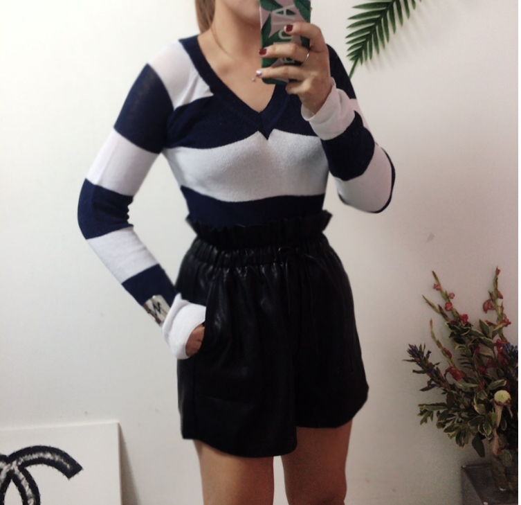 Women Short Pants Leather High Stretch Cloth Look 