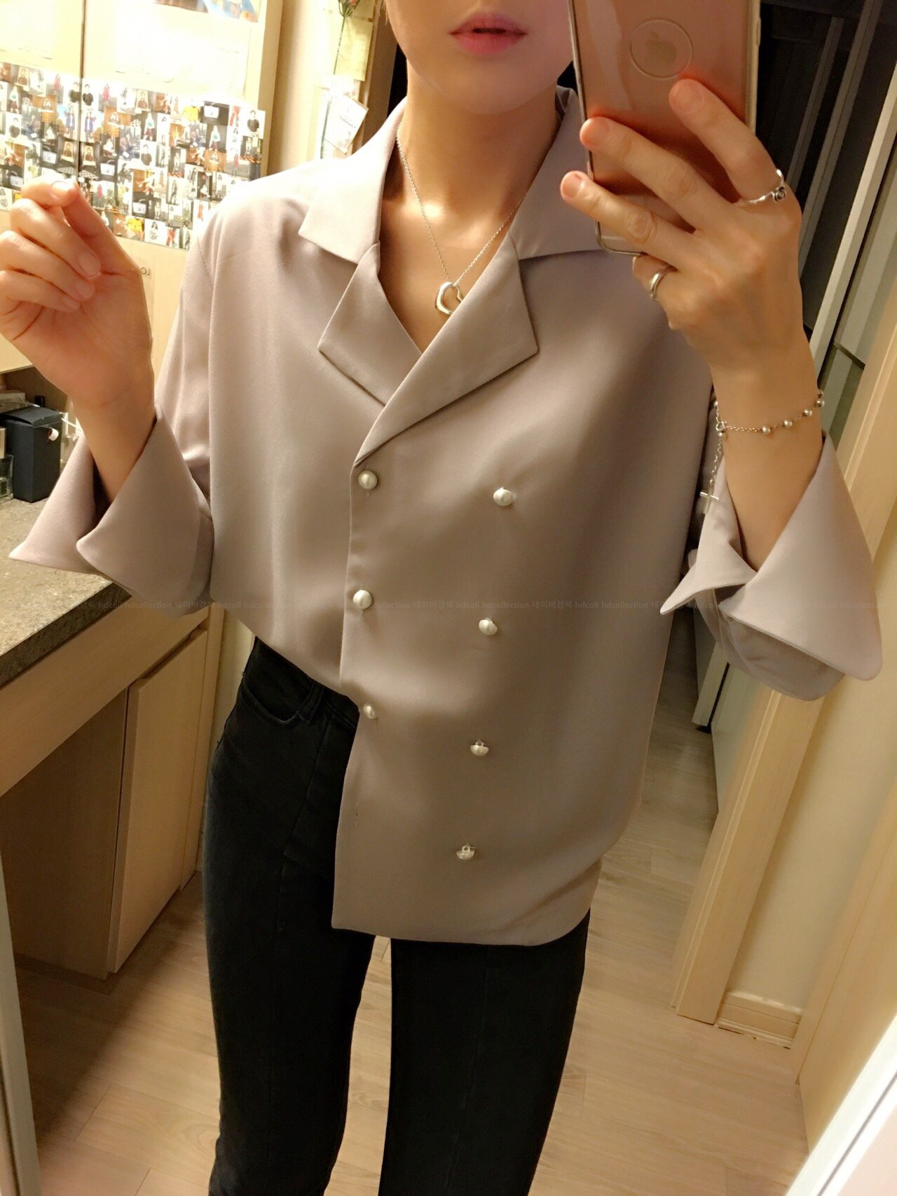 Autumn pearl blouse Elegant fashionable Mishi look