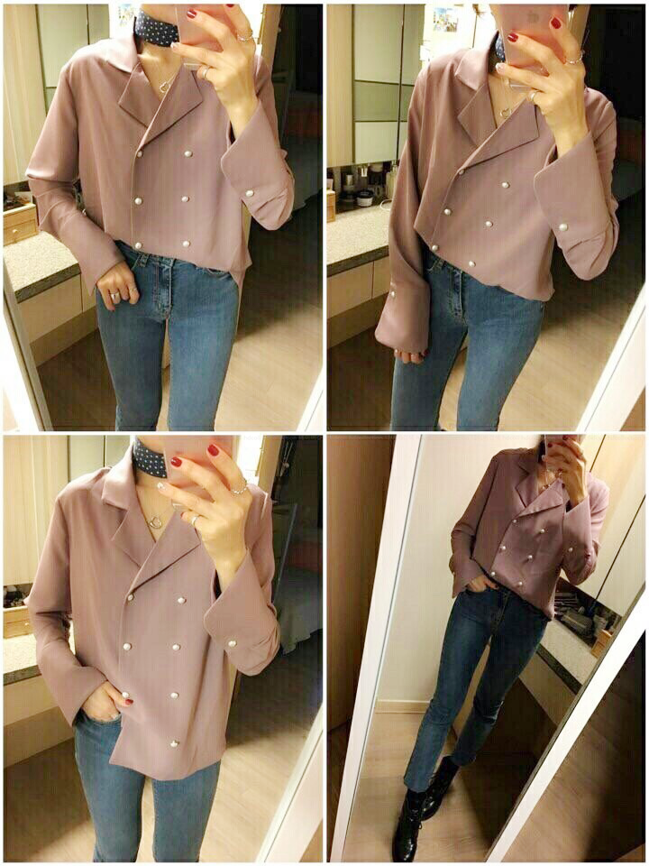 Autumn pearl blouse Elegant fashionable Mishi look