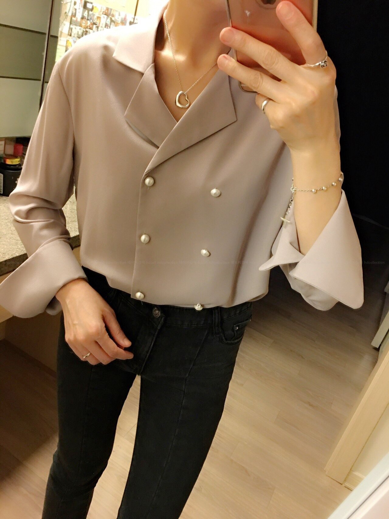 Autumn pearl blouse Elegant fashionable Mishi look