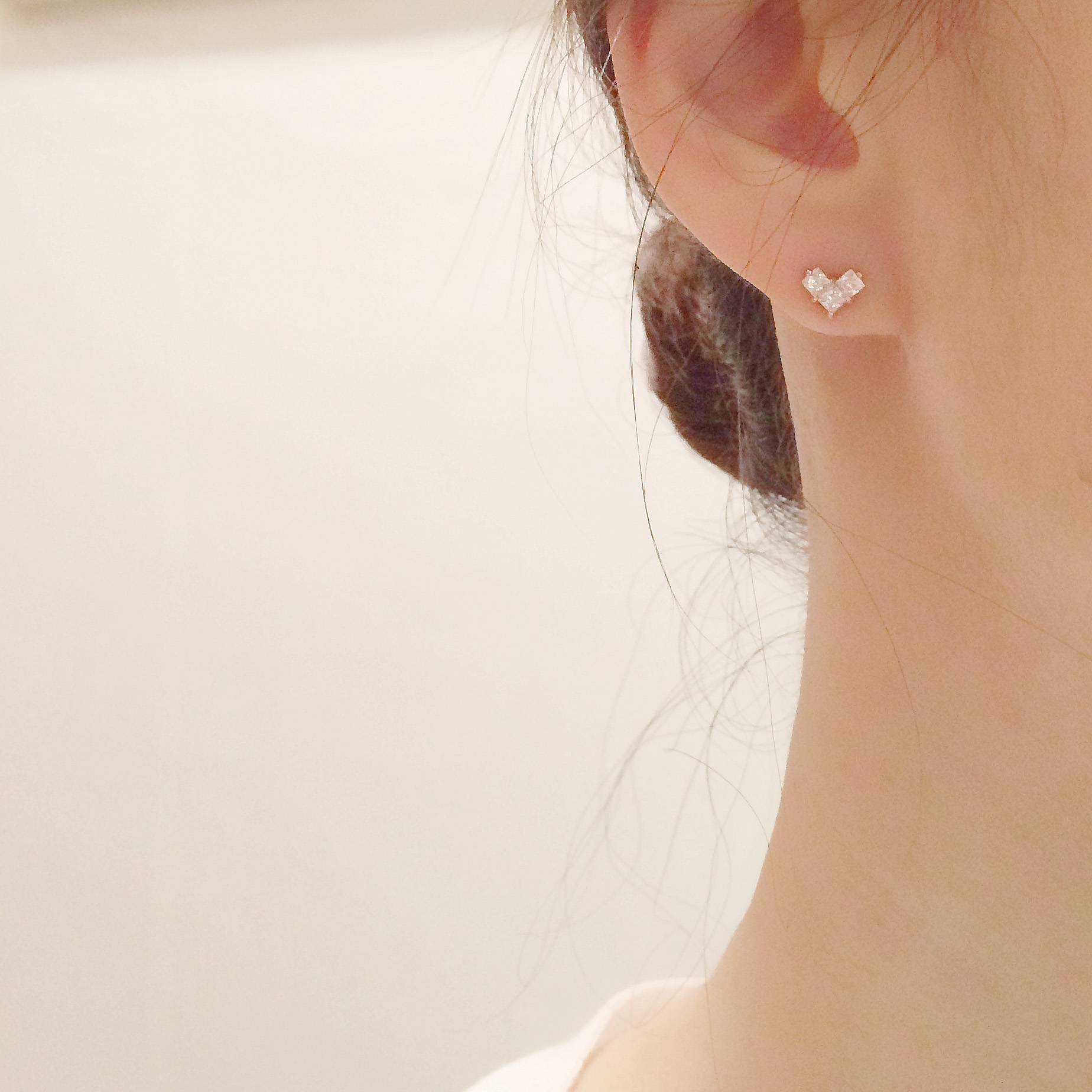 Gold pin heart Cubic intellectual intellectual ear