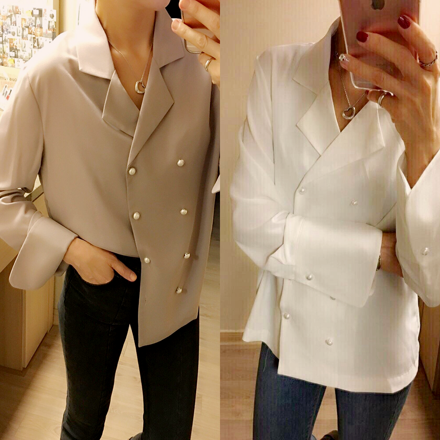 Autumn pearl blouse Elegant fashionable Mishi look