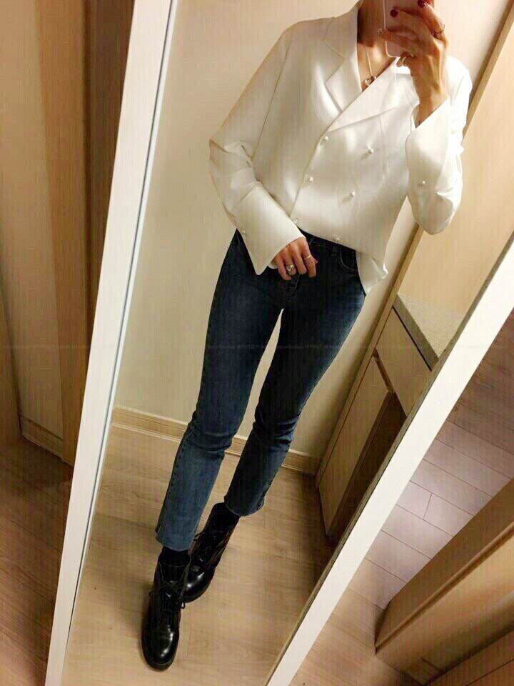 Autumn pearl blouse Elegant fashionable Mishi look