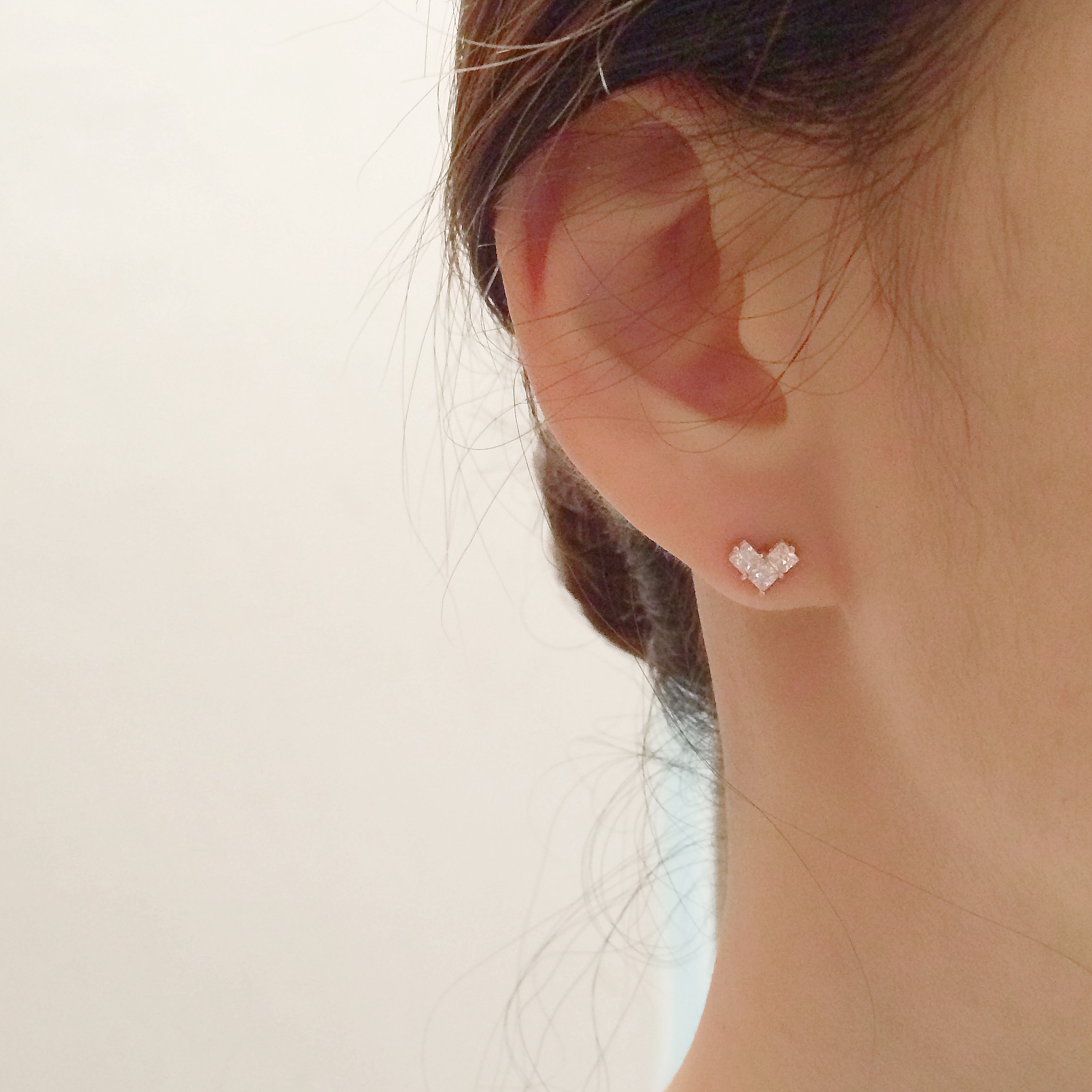 Gold pin heart Cubic intellectual intellectual ear