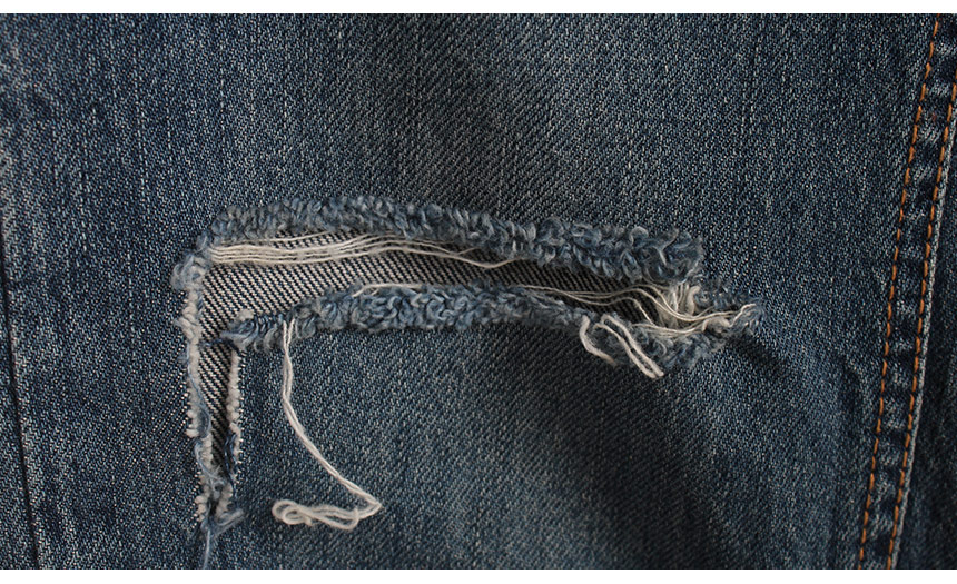 Women Jeans Pants Wide Roll-Up Damage Denim Pants 