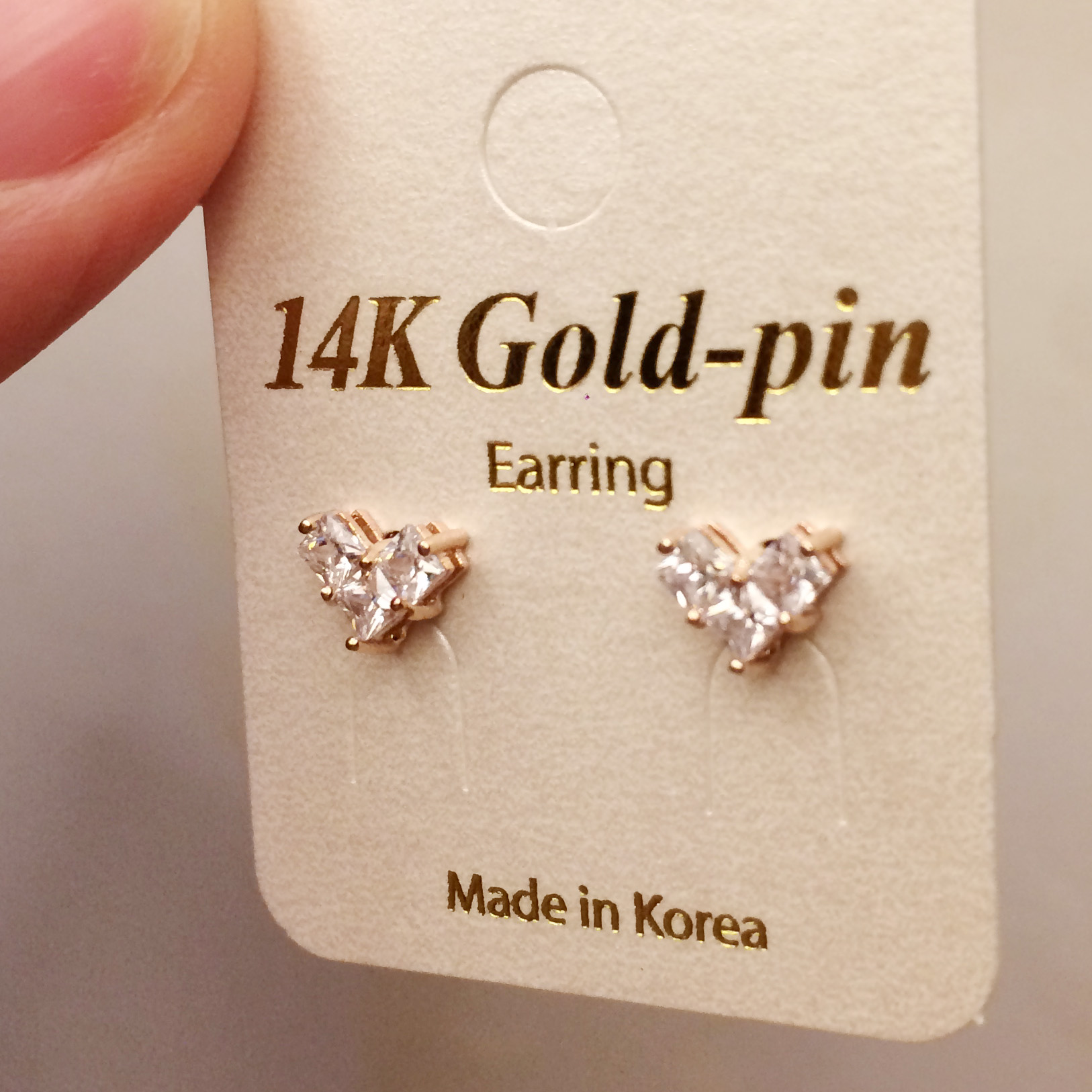 Gold pin heart Cubic intellectual intellectual ear