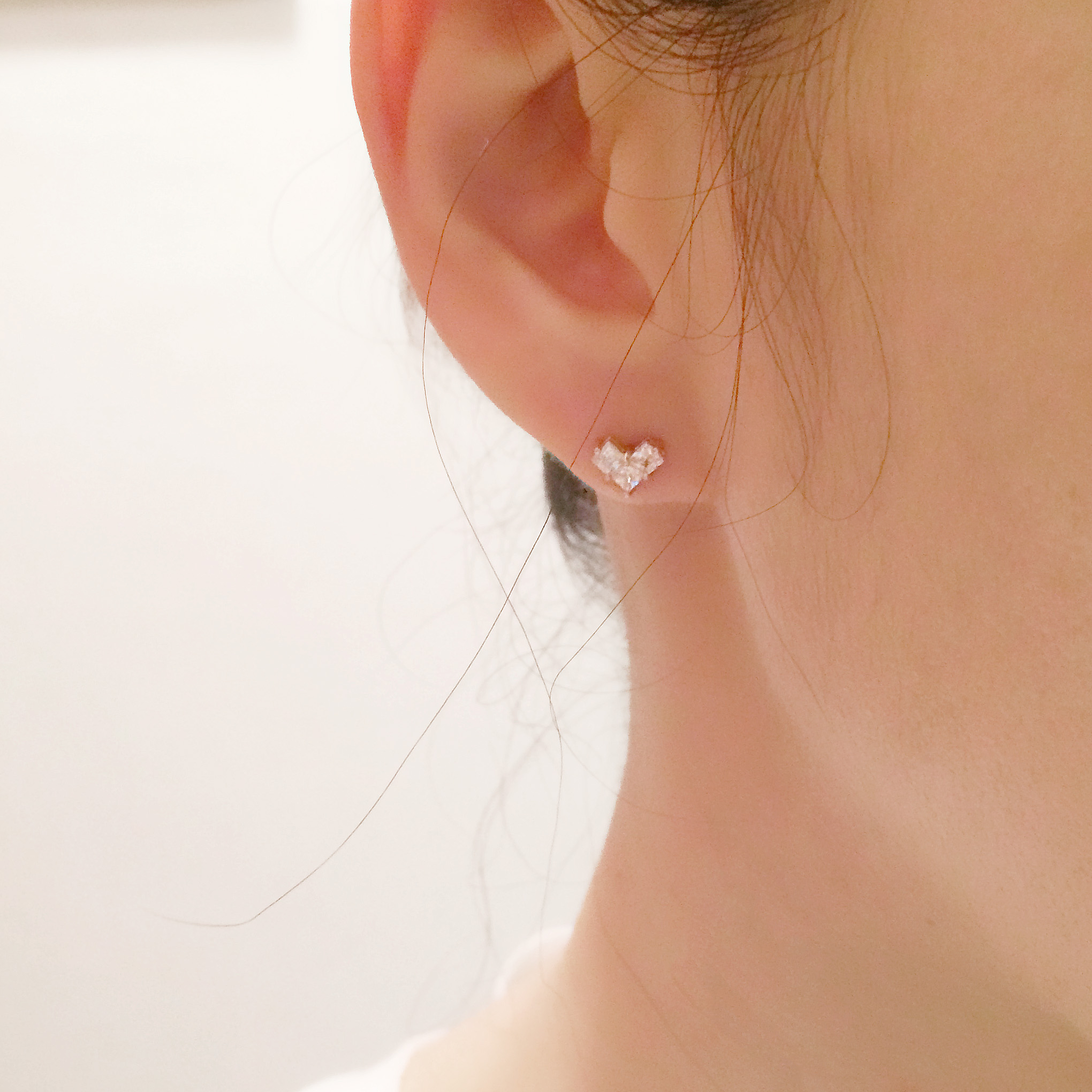 Gold pin heart Cubic intellectual intellectual ear