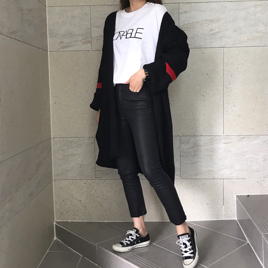 Women Jeans Pants Hem Cutting Date Coat Jean Leath