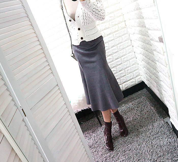 Suede Bending Muffle Skirt - 3color Coordination L