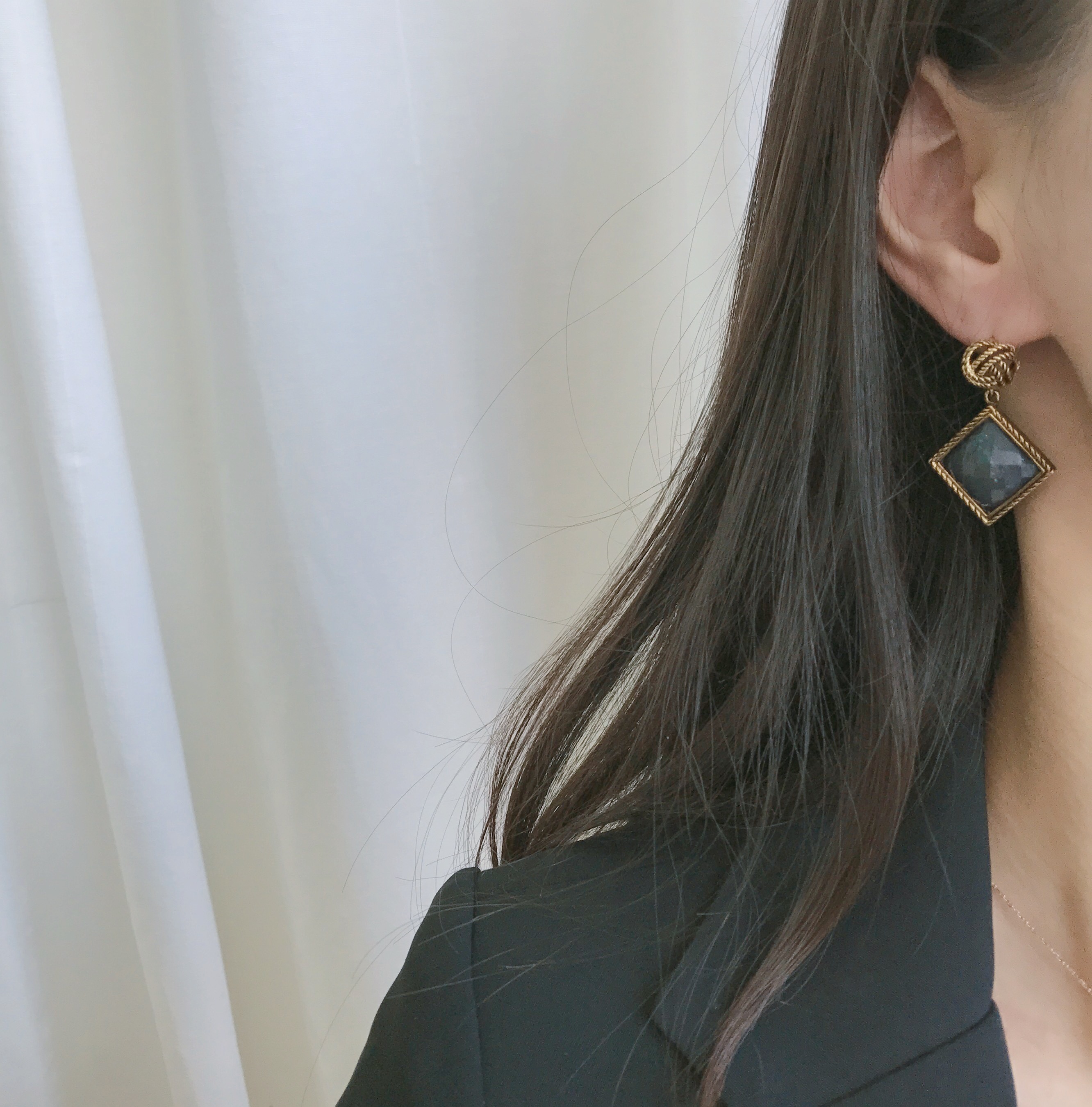 Yngong Opal Square Antique Earrings Antique Earrin