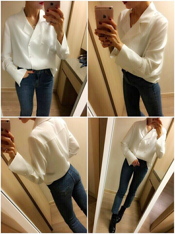 Autumn pearl blouse Elegant fashionable Mishi look