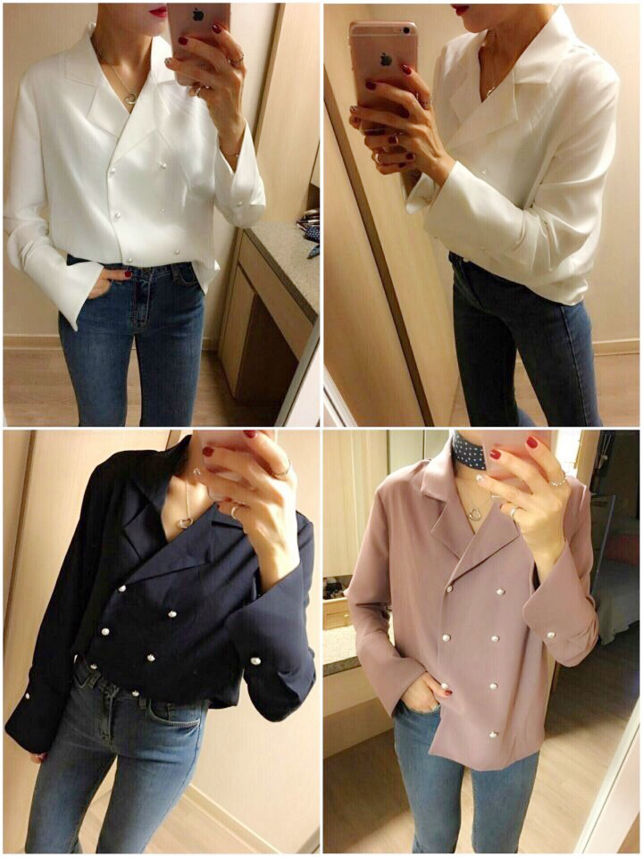 Autumn pearl blouse Elegant fashionable Mishi look