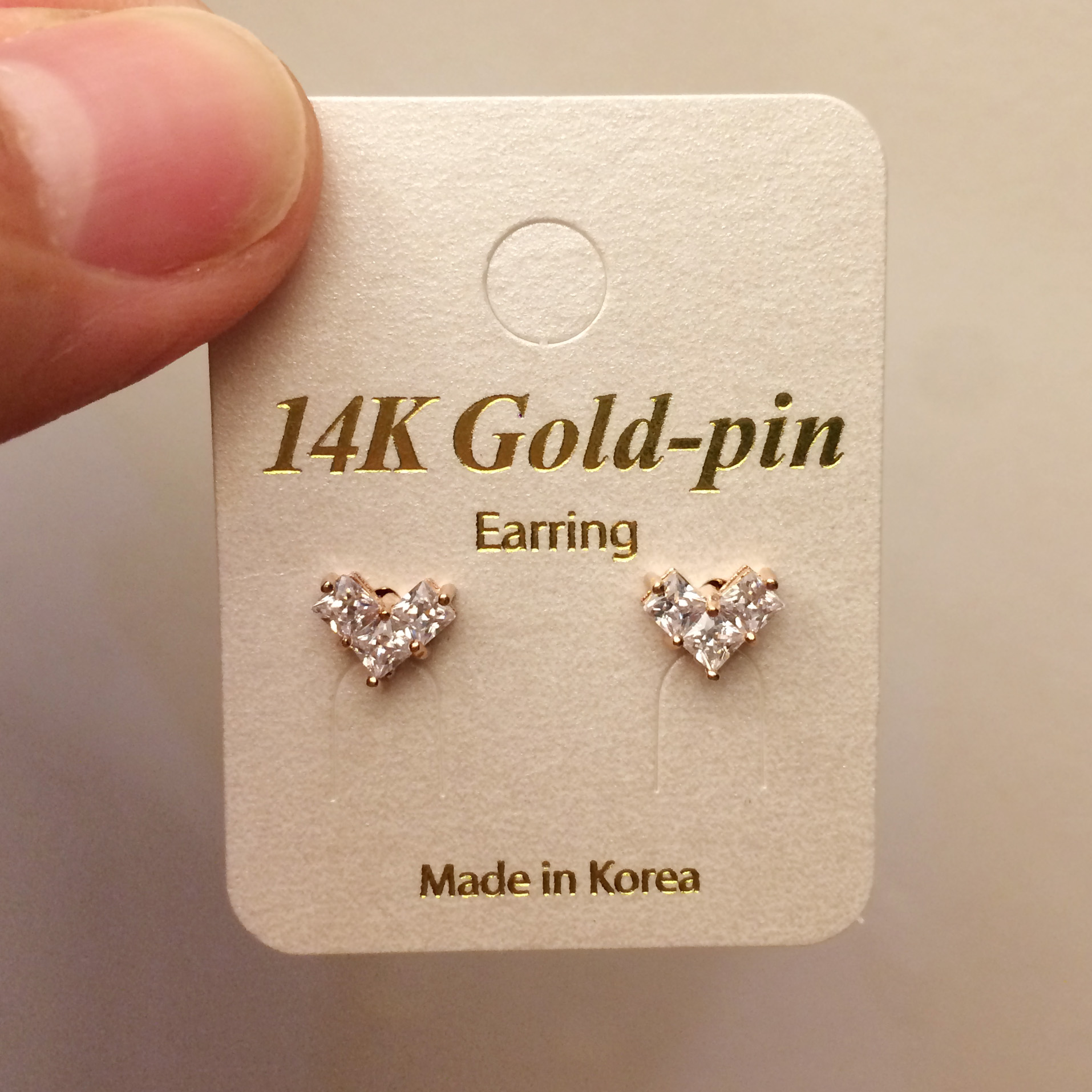 Gold pin heart Cubic intellectual intellectual ear