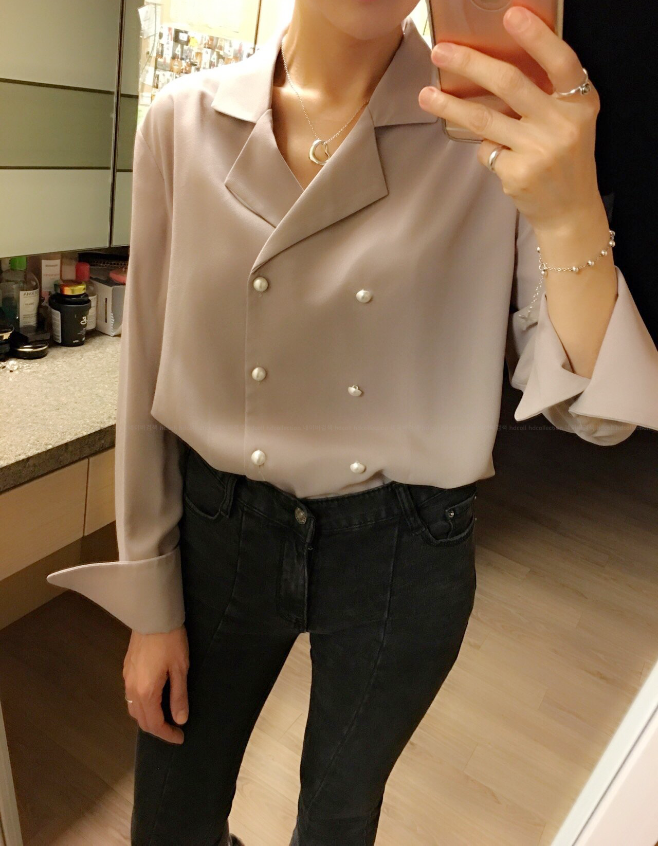 Autumn pearl blouse Elegant fashionable Mishi look