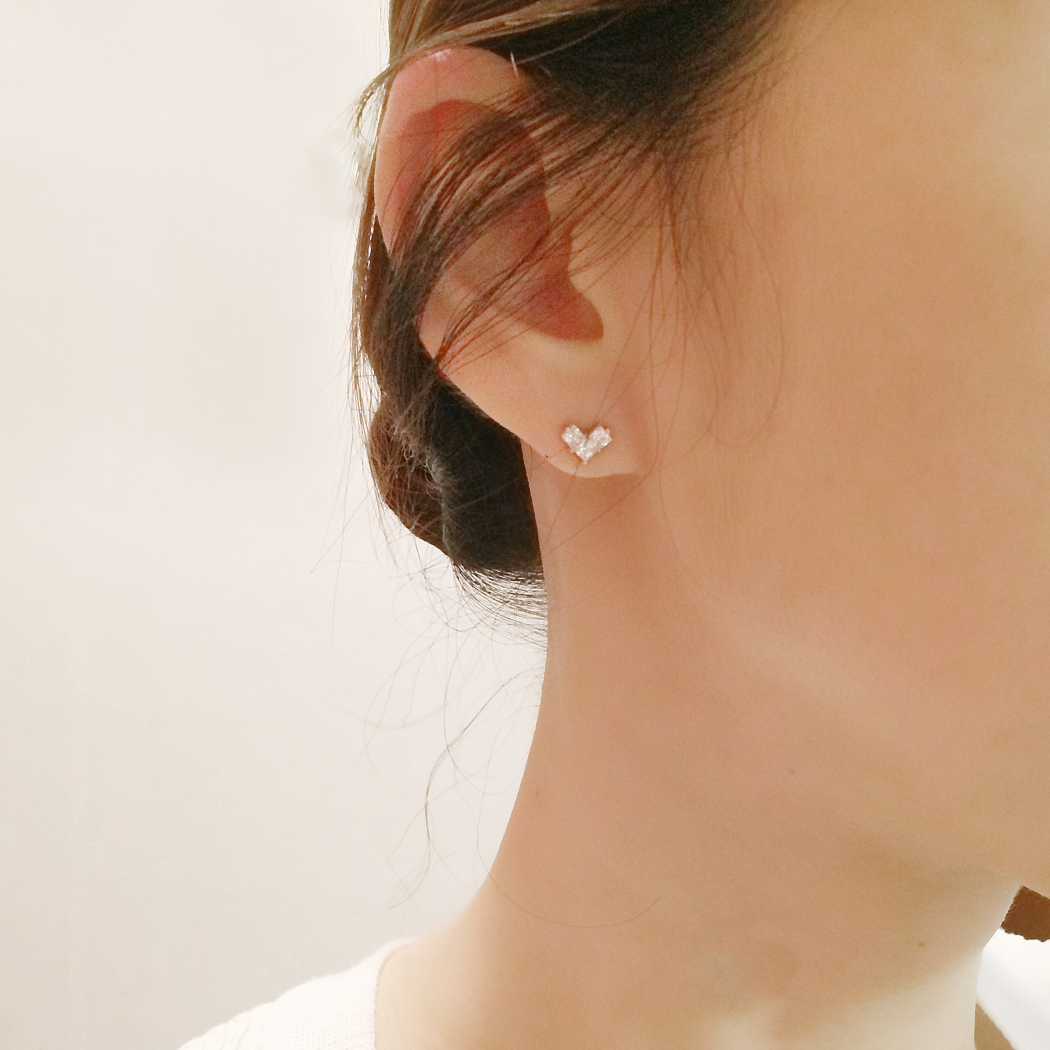 Gold pin heart Cubic intellectual intellectual ear