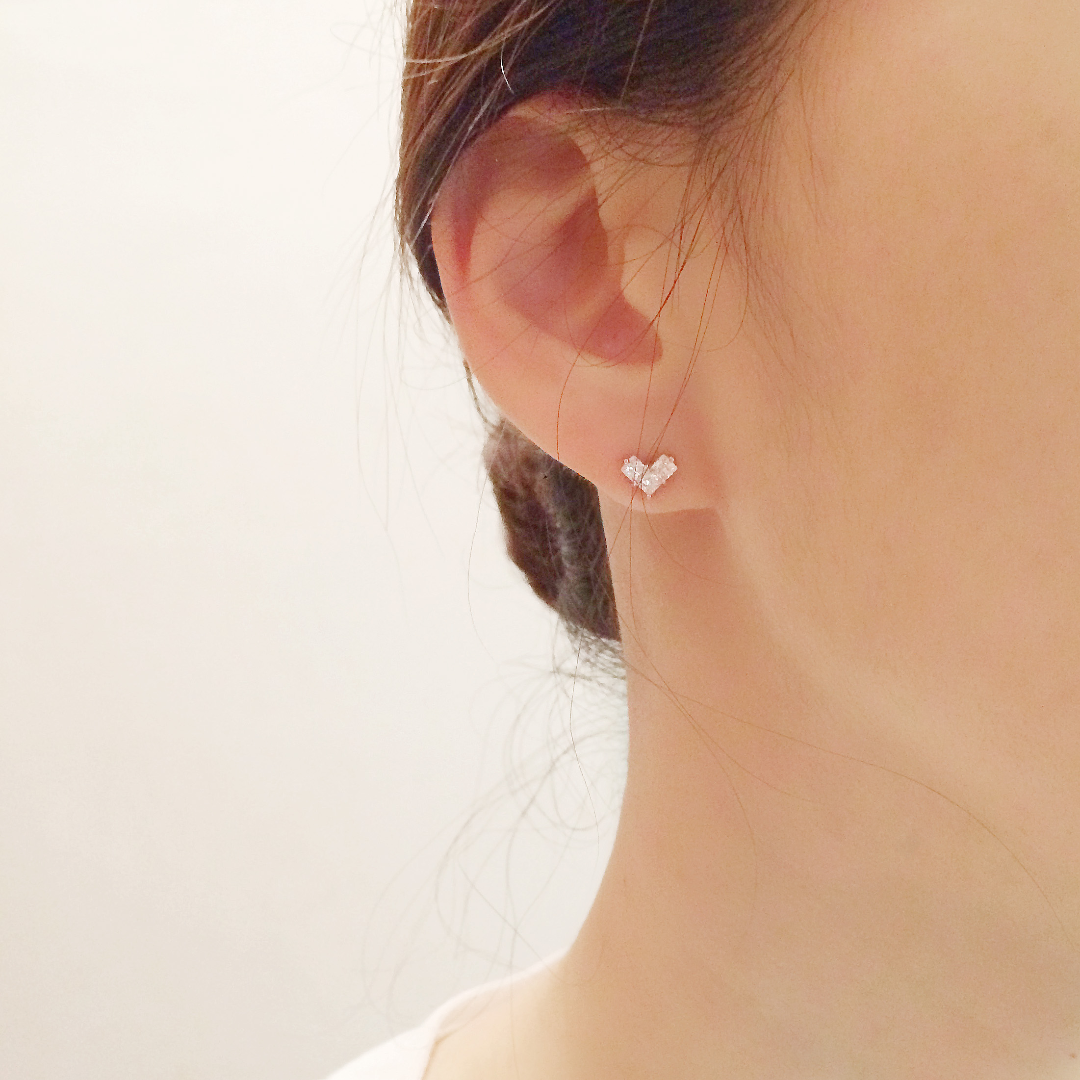 Gold pin heart Cubic intellectual intellectual ear