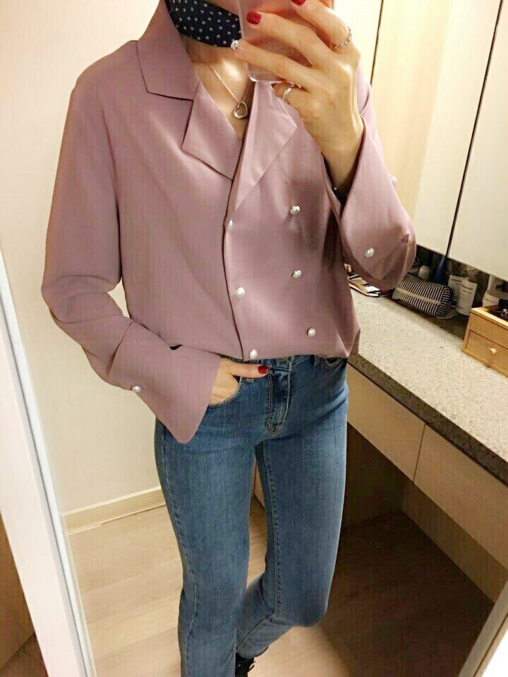 Autumn pearl blouse Elegant fashionable Mishi look