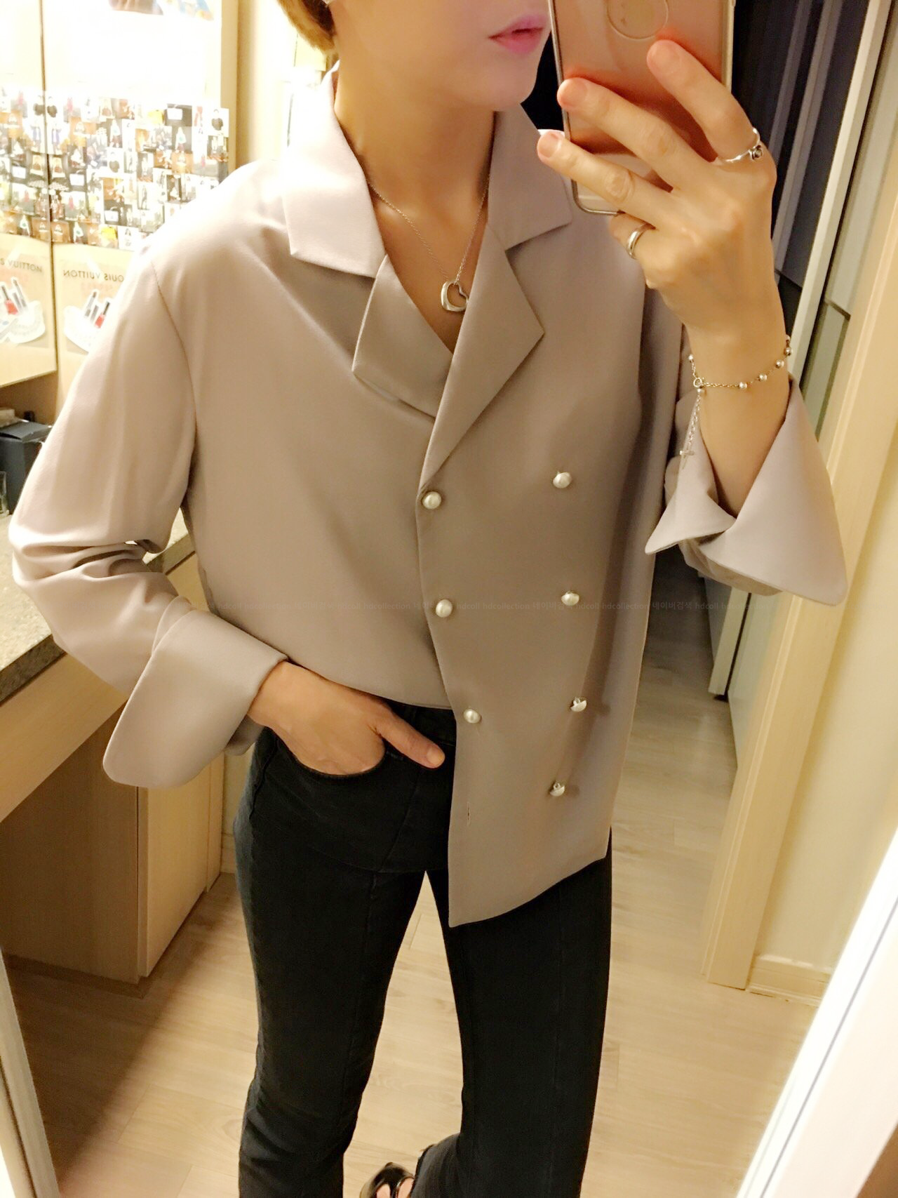 Autumn pearl blouse Elegant fashionable Mishi look