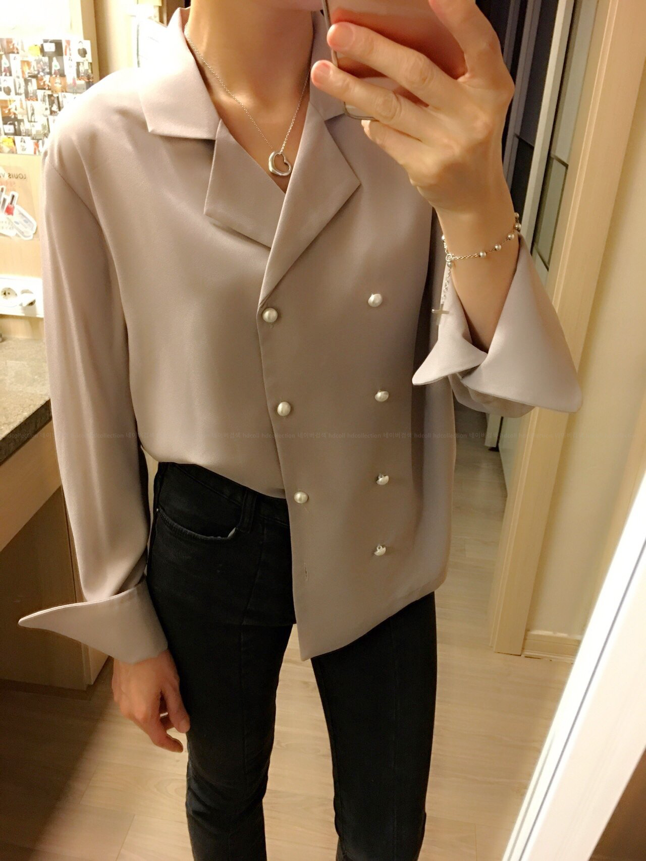 Autumn pearl blouse Elegant fashionable Mishi look