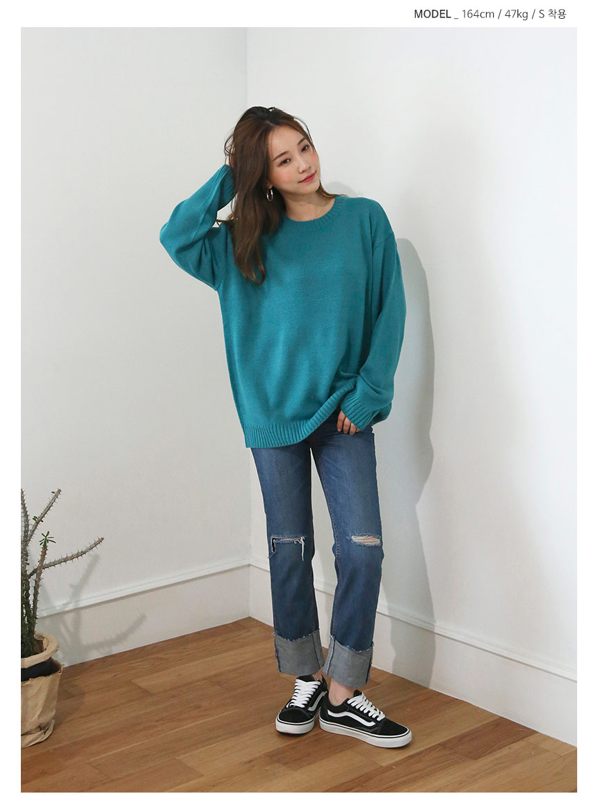 Women Jeans Pants Wide Roll-Up Damage Denim Pants 