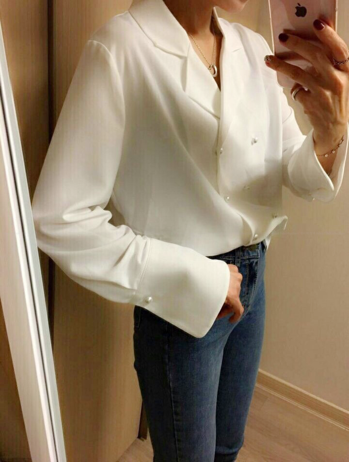 Autumn pearl blouse Elegant fashionable Mishi look