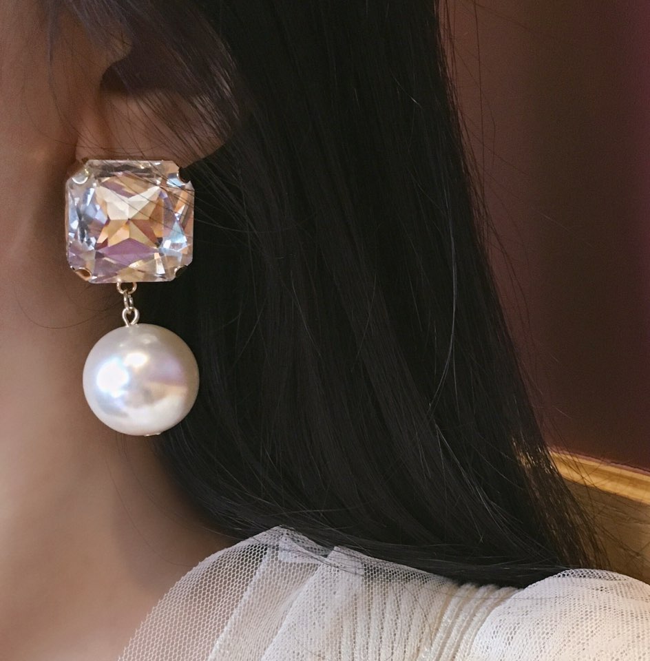 Big Cubic Bold Drop Earrings Colorful Antique Vint